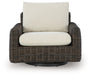 Kimora - Beige / Dark Brown - Swivel Glider Lounge With Cushion - Simple Home Plus