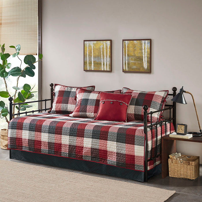 Ridge - Twin Reversible Daybed Cover (Set of 6) - Red - Simple Home Plus