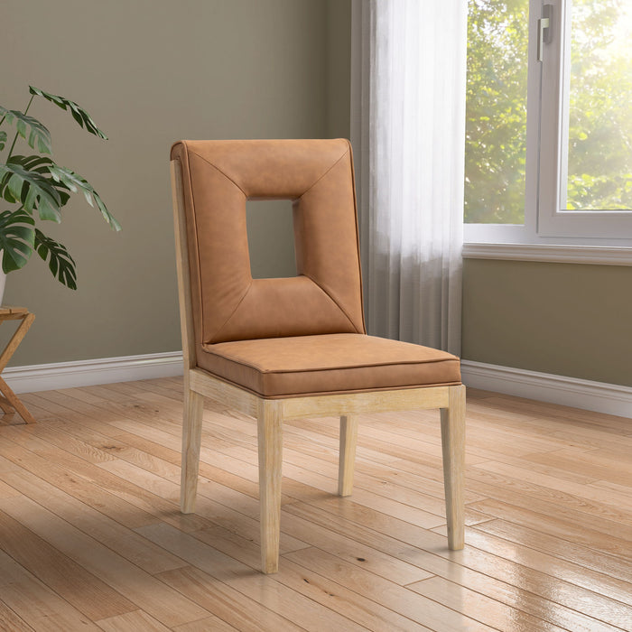 Gwendolyn - Faux Leather Dining Side Chair With Natural Frame (Set of 2) - Simple Home Plus