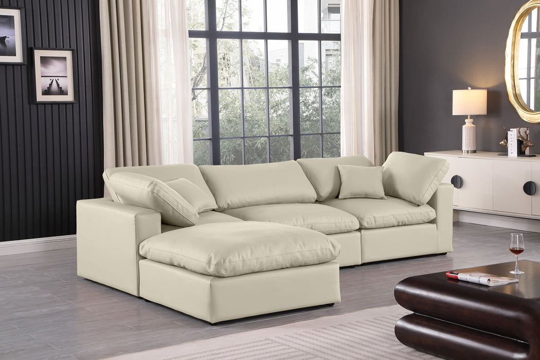 Comfy - 4 Piece Faux Leather Modular Sectional With Chaise - Simple Home Plus