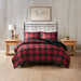 Bernston - Faux Wool to Faux Fur Down Alternative Comforter Set - Red Buffalo Check - Simple Home Plus