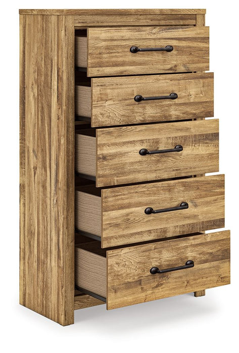 Maystonna - Five Drawer Chest - Brown - Simple Home Plus