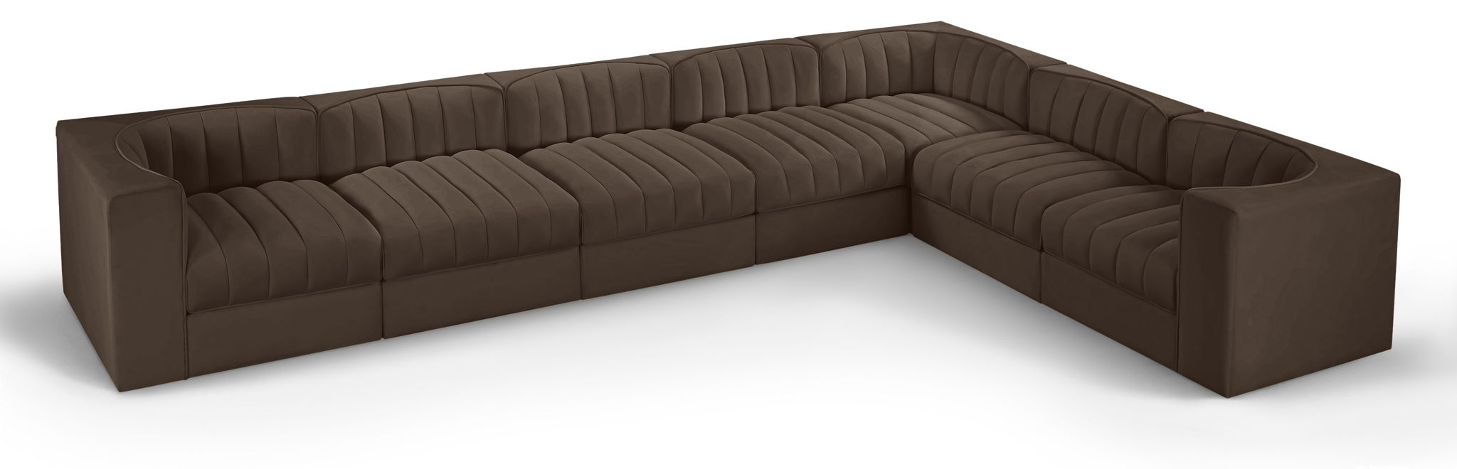 Rummi - Velvet Performance Fabric Upholstered 7 Piece Modular Sectional (With 3 Corner Chairs) - Simple Home Plus