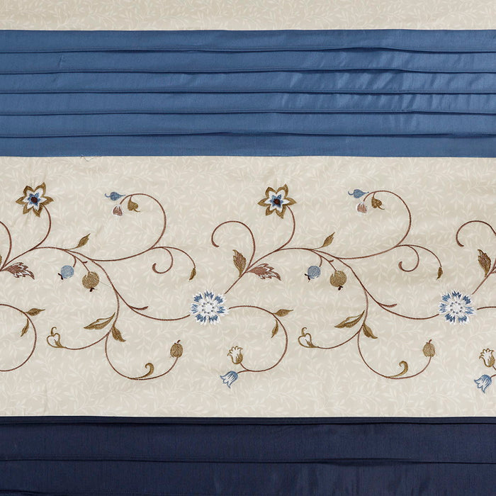 Serene - Embroidered Floral Shower Curtain - Navy - Simple Home Plus