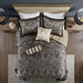 Aubrey - 5 Piece Jacquard Bedspread Set With Throw Pillows - Black - Simple Home Plus