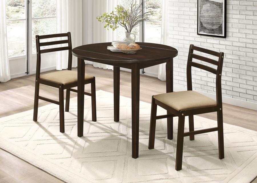 Bucknell - 3 Piece Round Drop Leaf Dining Table Set - Simple Home Plus