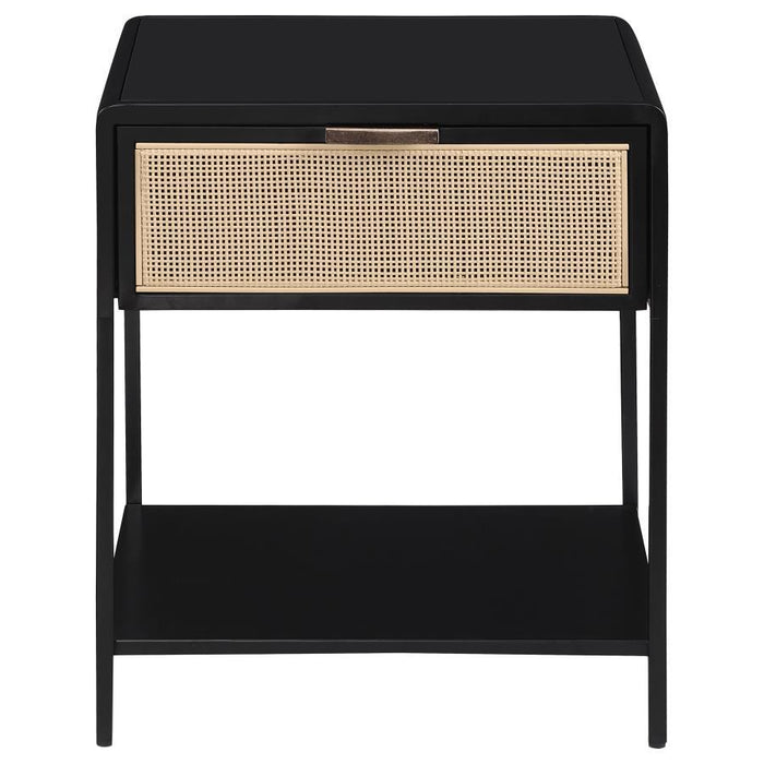 Amherst - 1-Drawer Radio Weave Rattan Metal Side Table - Simple Home Plus