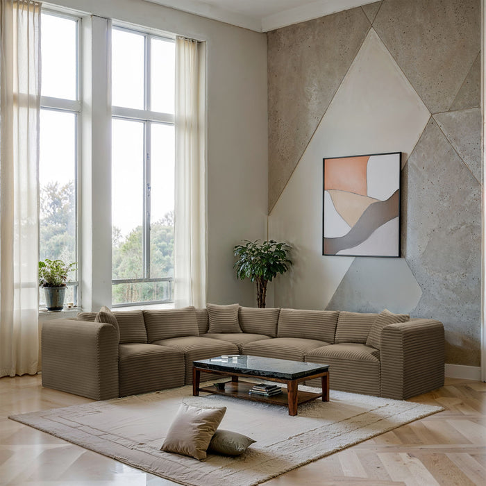 Shaggy - Fabric 5 Piece Modular Corner Sectional - Simple Home Plus