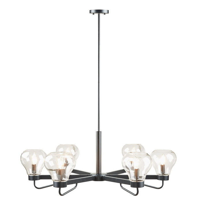 Devon - 6-Light Chandelier With Bowl Shaped Glass Shades - Black - Simple Home Plus