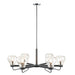 Devon - 6-Light Chandelier With Bowl Shaped Glass Shades - Black - Simple Home Plus