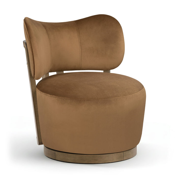 Elara - Velvet Upholstered Swivel Accent Chair - Stained Brown - Simple Home Plus