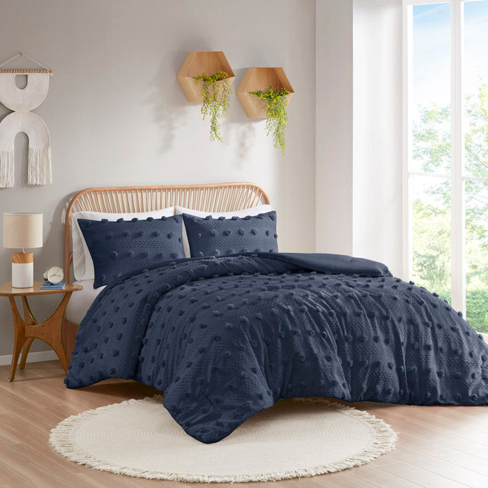Lucy - Clip Jacquard Comforter Set - Navy - Simple Home Plus