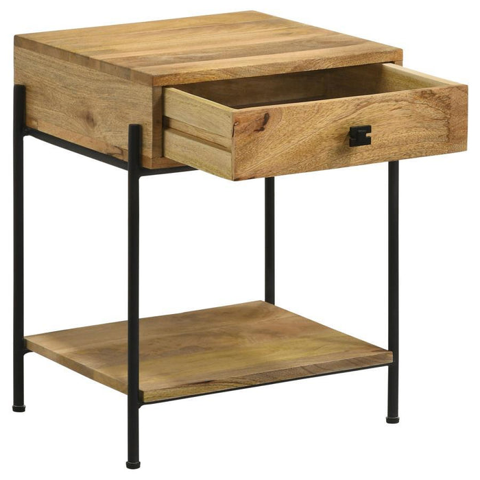 Declan - 1-Drawer Wood Accent Side Table - Natural Mango - Simple Home Plus