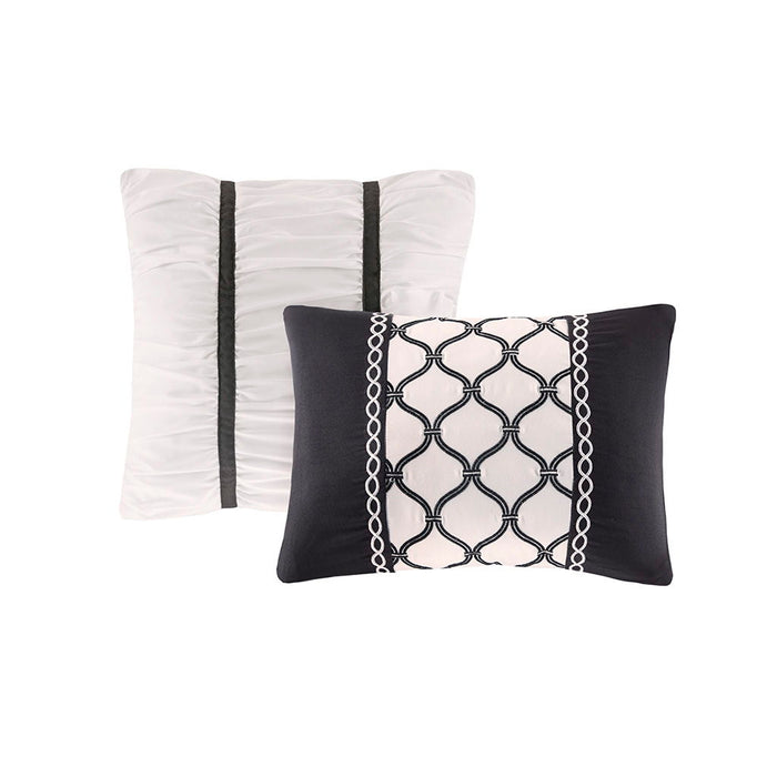 Dorsey - King Floral Print Comforter Set - Black / White - Simple Home Plus