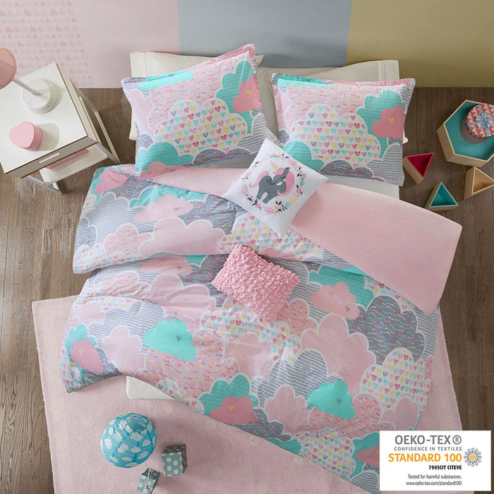 Cloud - Printed Duvet Cover Cotton Set - Pink - Simple Home Plus
