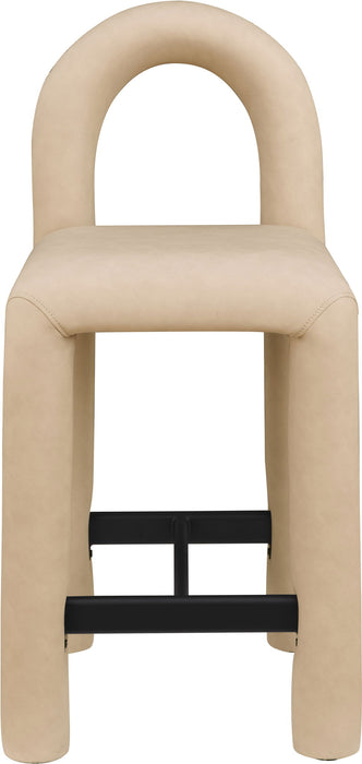 Amari - Vegan Leather and Boucle Fabric Stool - Simple Home Plus