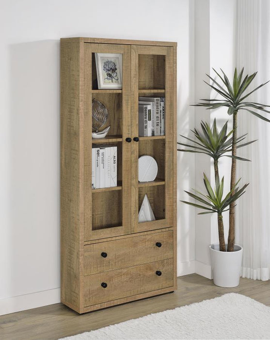 Hawthorne - 4-Shelf Glass Door Tall Cabinet With Drawers - Simple Home Plus