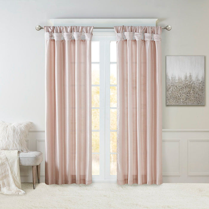 Emilia - 84" Twist Tab Lined Window Curtain - Blush - Simple Home Plus