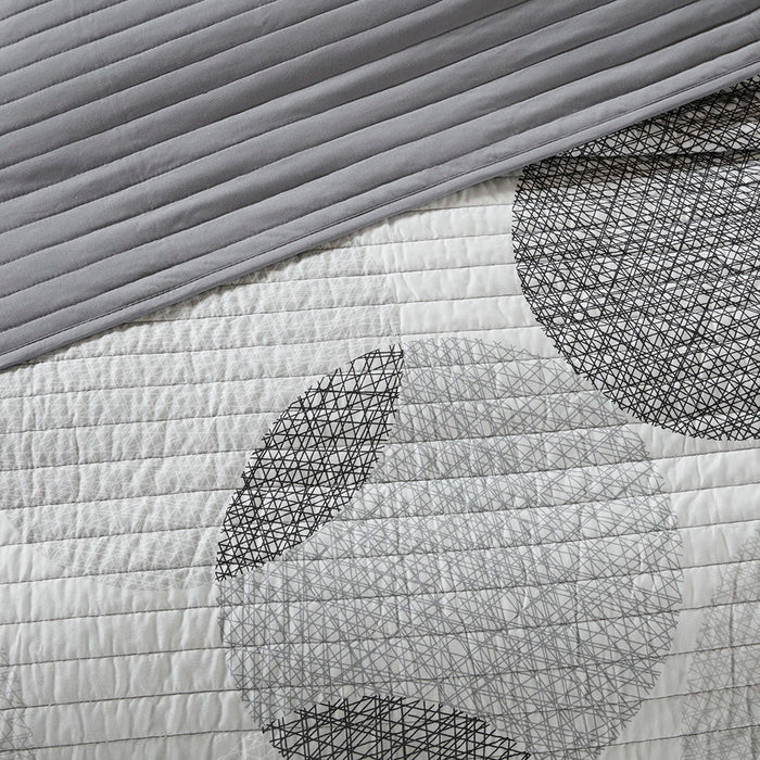 Knowles - Twin Complete Reversible Coverlet And Sheet Set - Gray - Simple Home Plus