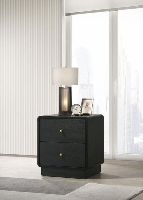 Cavelle - 2-Drawer Nightstand Bedside Table - Black - Simple Home Plus