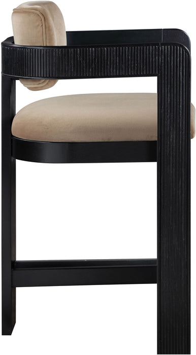 Sacha - Velvet Stool With Black Base - Simple Home Plus