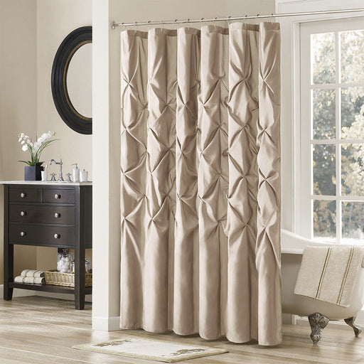 Laurel - Tufted Semi-Sheer Shower Curtain - Taupe - Simple Home Plus