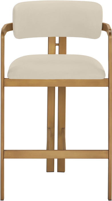 Aurum - Vegan Leather Upholstered Counter Stool With Brushed Brass Base - Simple Home Plus