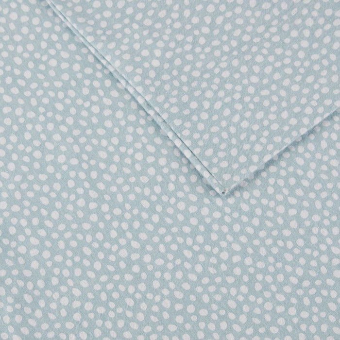 Cozy Flannel - Twin Printed Sheet Set - Aqua Dots