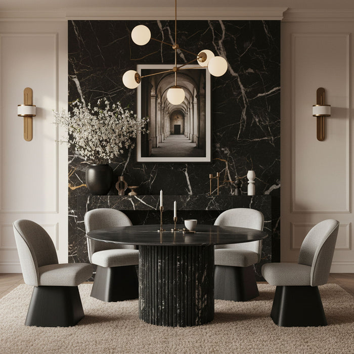 Marlowe - Linen Textured Fabric Upholstered Swivel Dining Side Chair - Stained Black - Simple Home Plus