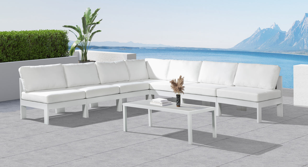 Nizuc - Outdoor Patio 7 Piece Modular Sectional With White Frame - Simple Home Plus
