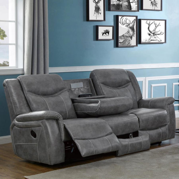 Conrad - Upholstered Padded Arm Motion Sofa - Gray - Simple Home Plus