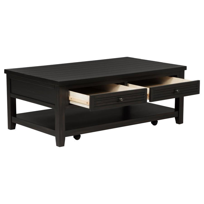 Concord - 2-Drawer Rectangular Coffee Table - Distressed Java - Simple Home Plus