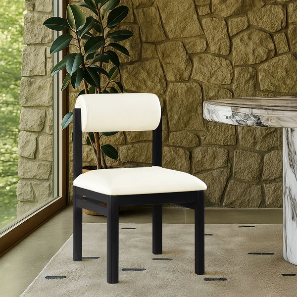 Roundhill - Faux Leather Dining Chair (Set of 2) - Black Frame