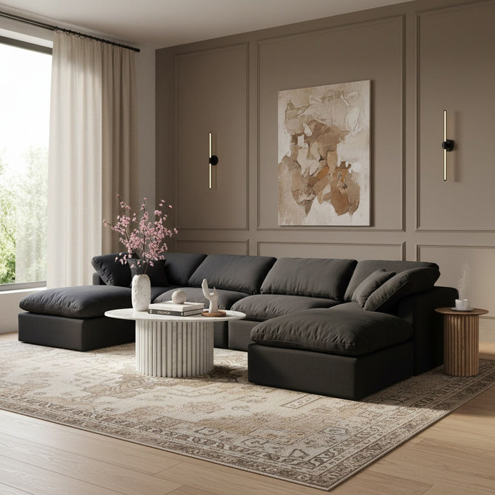 Indulge - Linen 6 Piece Modular Double Chaise Sectional - Simple Home Plus