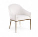 Ferro - Linen Textured Performance Fabric Upholstered Dining Arm Chair - Cream / Brushed Gold - Simple Home Plus