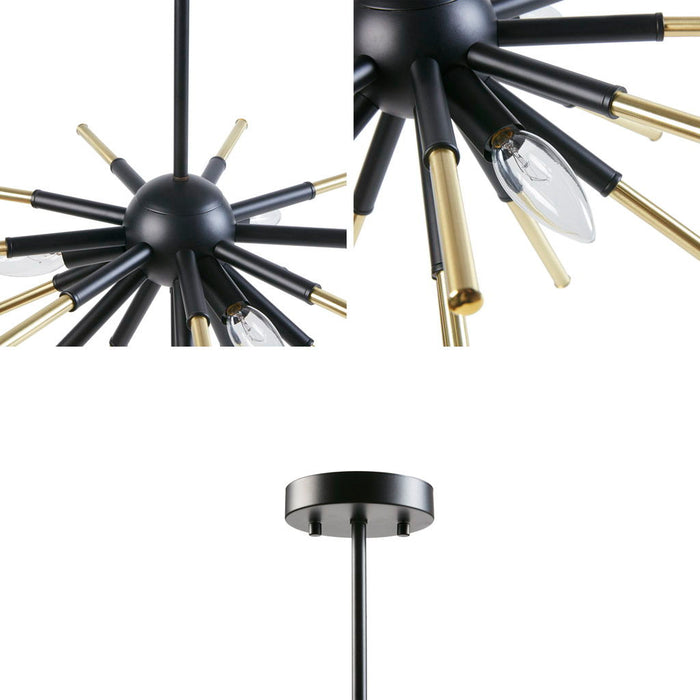 Ely - 3-Light Spiked Chandelier - Matte Black /Gold - Simple Home Plus