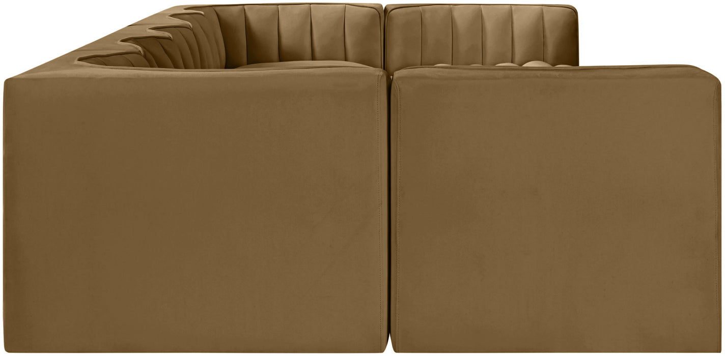 Rummi - Velvet Performance Fabric Upholstered 7 Piece Modular Sectional (With 2 Corner Chairs) - Simple Home Plus
