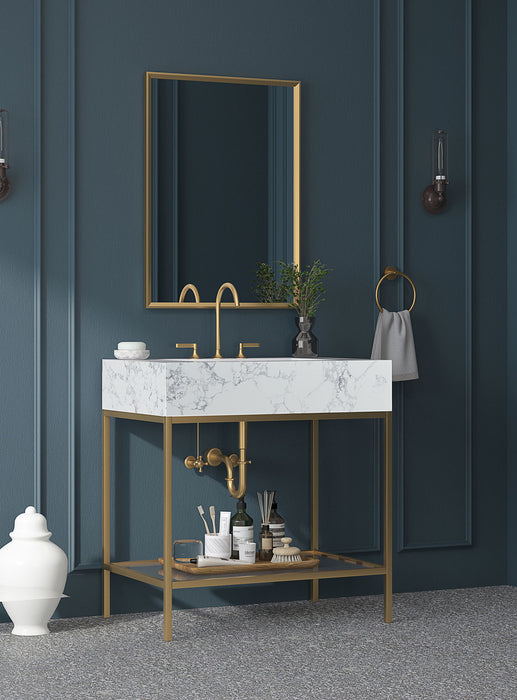 Marmo - Engineered Marble Bathroom Vanity With Gold Base - Simple Home Plus