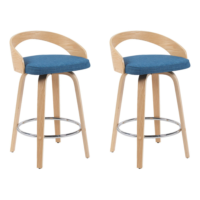 Sonia - Modern Swivel Counter Height Bar Stool - Patterned Oak Wood Finish - Simple Home Plus