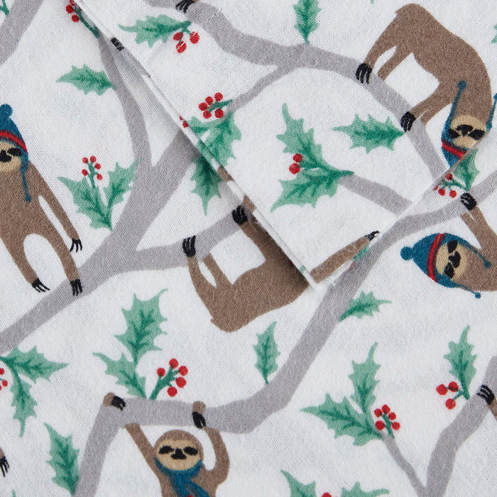 Cozy Flannel - Twin Printed Sheet Set - Multi Sloth