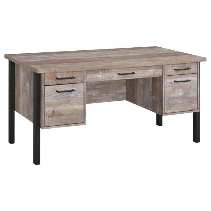 Samson - 4-Drawer Office Computer Desk - Weathered Oak - Simple Home Plus