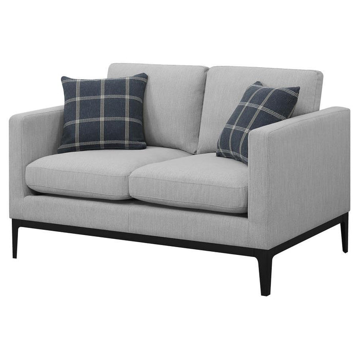 Apperson - Upholstered Track Arm Loveseat - Light Gray - Simple Home Plus