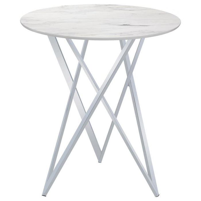 Bexter - Round Faux Marble Bistro Bar Table - Chrome - Simple Home Plus