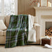 Print Plush To Sherpa - 50X60" Heated Throw - Green Plaid - Simple Home Plus