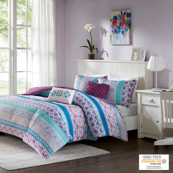 Joni - Twin Comforter Set - Purple - Simple Home Plus