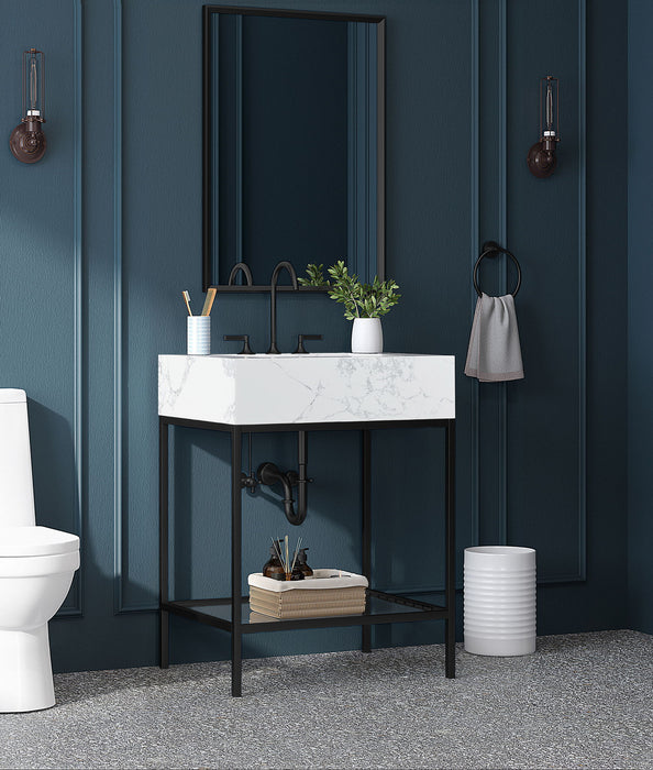 Marmo - Engineered Marble Bathroom Vanity With Black Base - Simple Home Plus