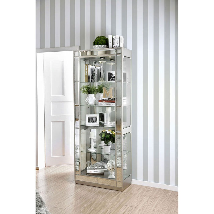 Carrollton - Curio Cabinet - Pearl Silver - Simple Home Plus
