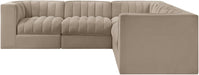 Rummi - Symmetrical Velvet Performance Fabric Upholstered 5 Piece Modular Sectional - Simple Home Plus