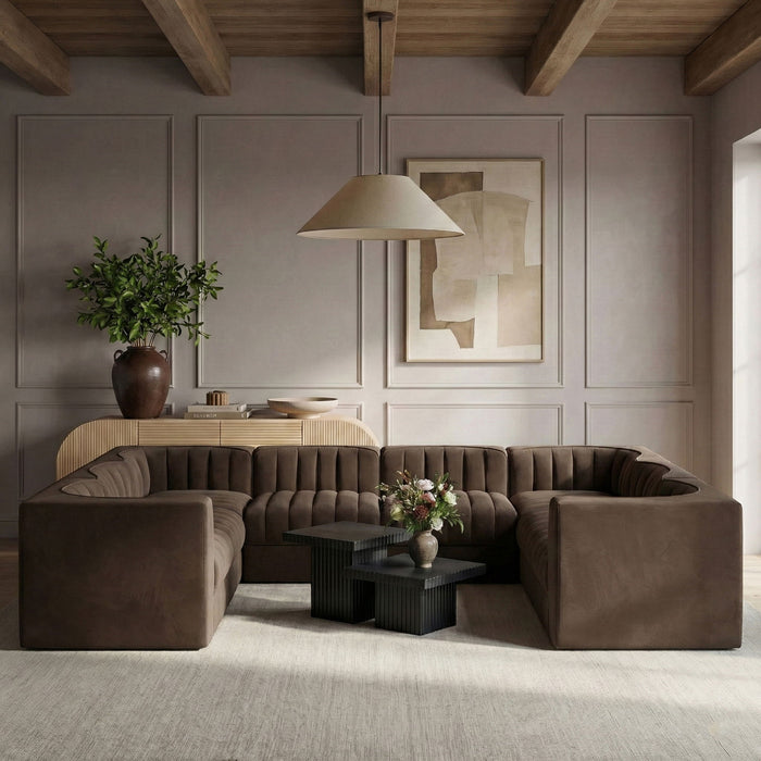 Rummi - Velvet Performance Fabric Upholstered Modular Sectional - Simple Home Plus