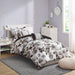 Dorsey - Twin Floral Print Comforter Set - Black / White - Simple Home Plus